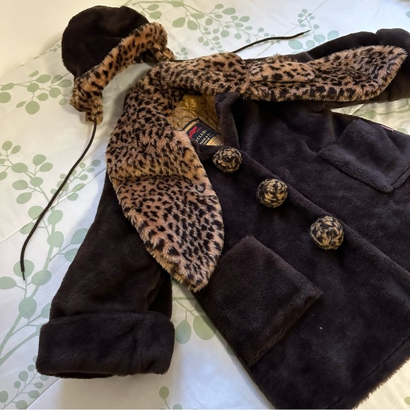 VINTAGE MILTON FAUX FUR BROWN COAT + HAT - Picture 3 of 9